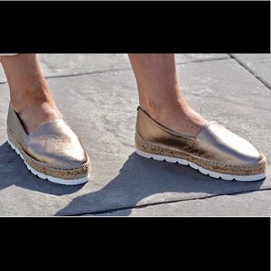 Metallic Gold Slide On Espadrilles